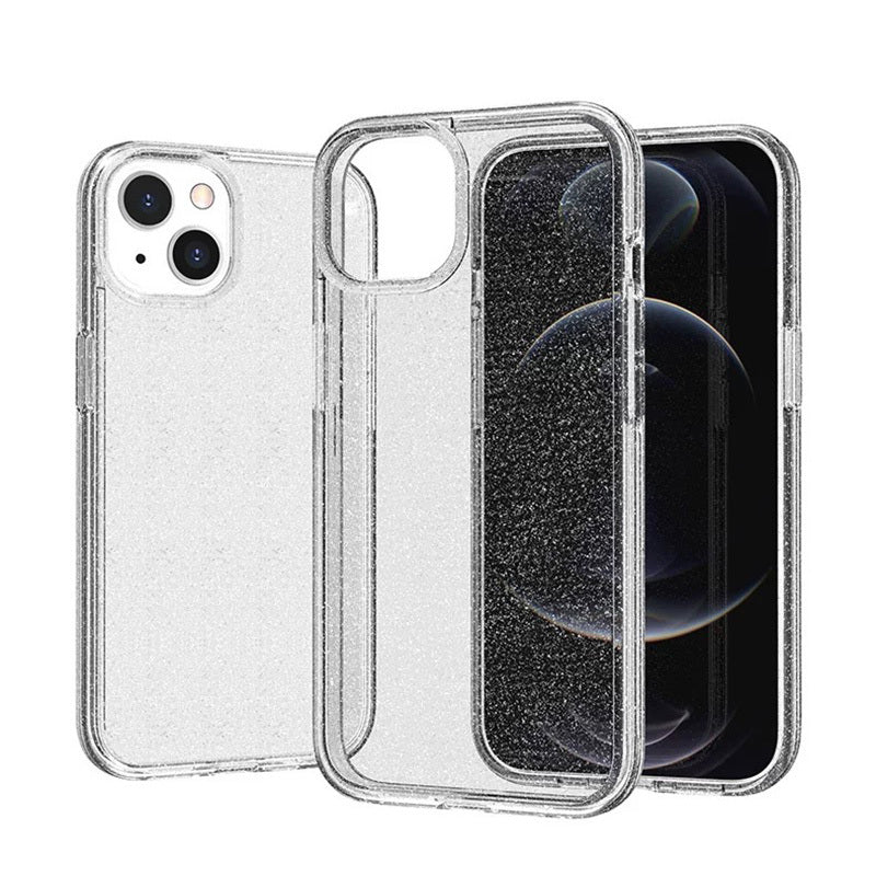 iPhone 14 Kılıf Parlayan Simli Şeffaf Zore Redos Kılıf
