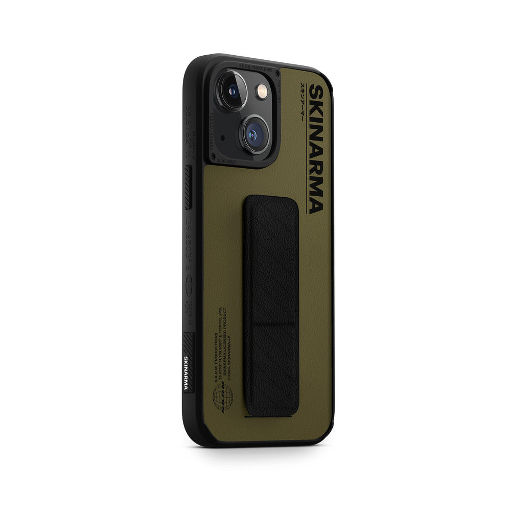 Apple iPhone 14 Kılıf SkinArma Standlı Deri Görünümlü Gyo Kapak Olive