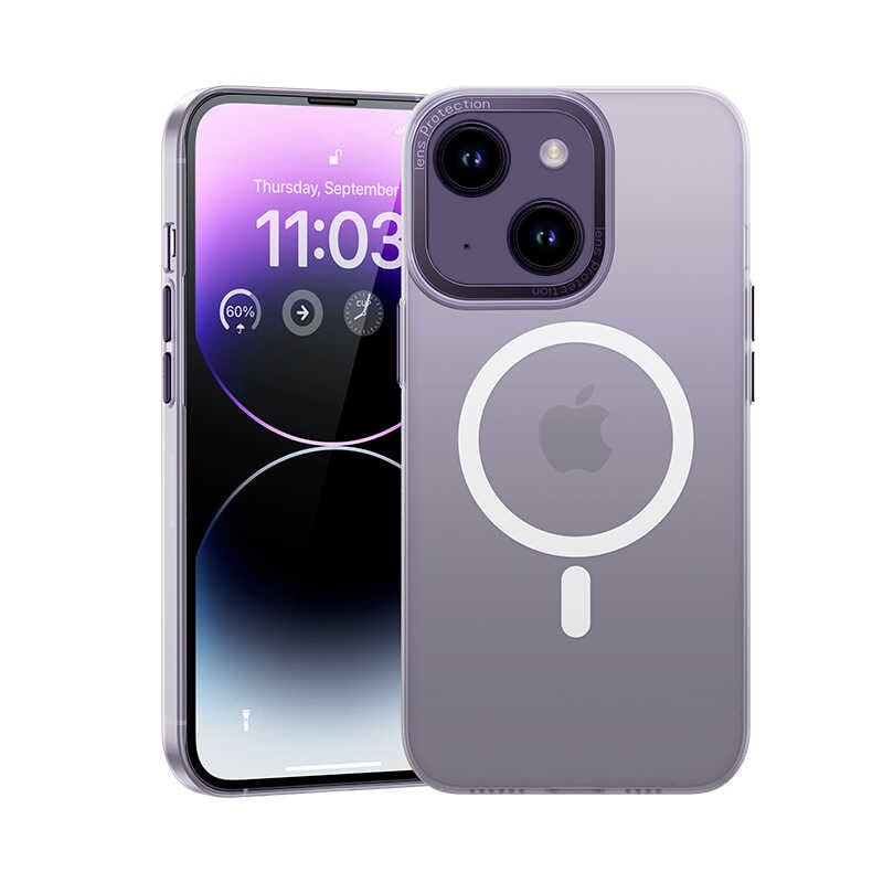 Apple iPhone 14 Kılıf Wireless Şarj Destekli Benks Magnetik Haze Kapak Siyah