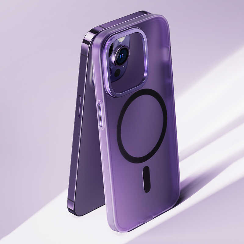 Apple iPhone 14 Kılıf Wireless Şarj Destekli Benks Yeni Seri Magnetik Haze Kapak Derin Mor