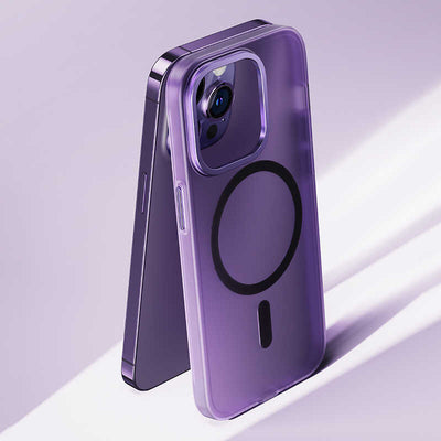 Apple iPhone 14 Kılıf Wireless Şarj Destekli Benks Yeni Seri Magnetik Haze Kapak Derin Mor