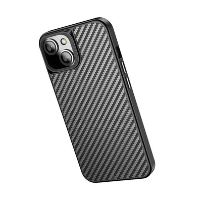Apple iPhone 14 Plus Kılıf Aramid Karbon Fiber Magsafe Özellikli Wlons Radison Kapak Siyah