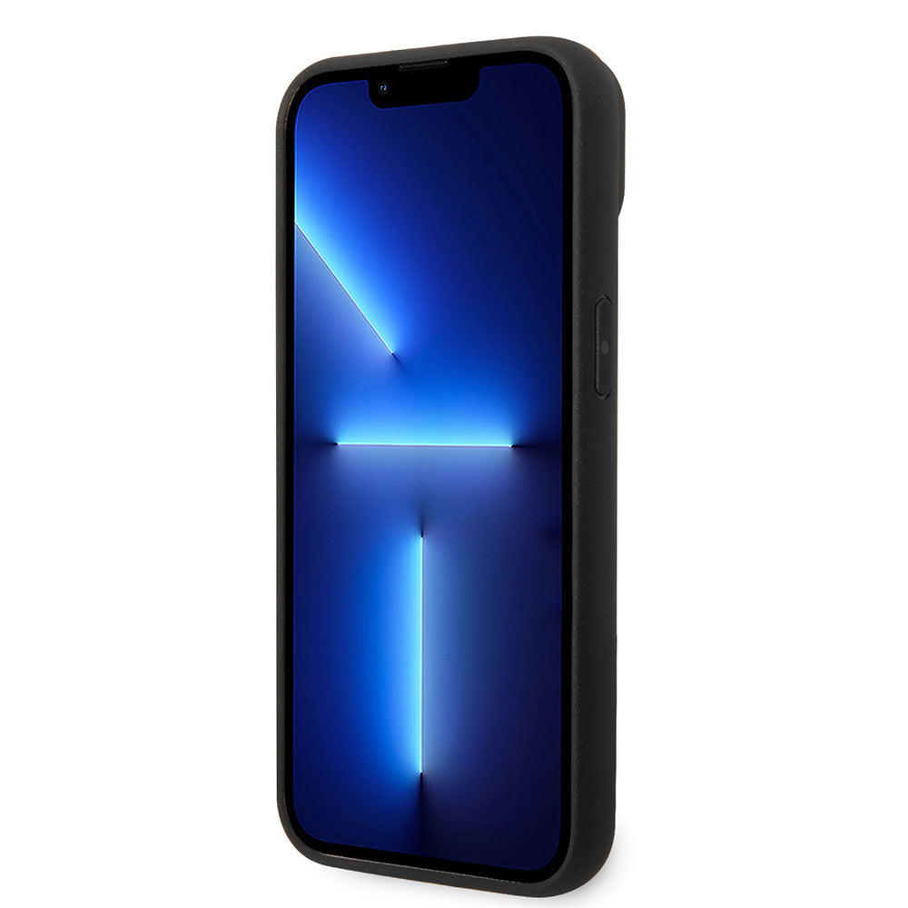 iPhone 14 Plus Kılıf Ferrari Orjinal Lisanlı Klasik Metal Logolu Karbon Şerit Desenli Kılıf