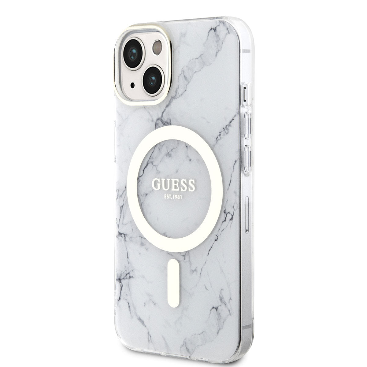 iPhone 14 Plus Kılıf GUESS M-safe Şarj Özellikli Mermer Desenli Kılıf
