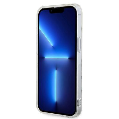Apple iPhone 14 Plus Kılıf GUESS Magsafe Şarj Özellikli Mermer Desenli Kapak Beyaz