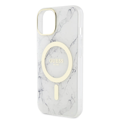 iPhone 14 Plus Kılıf GUESS M-safe Şarj Özellikli Mermer Desenli Kılıf