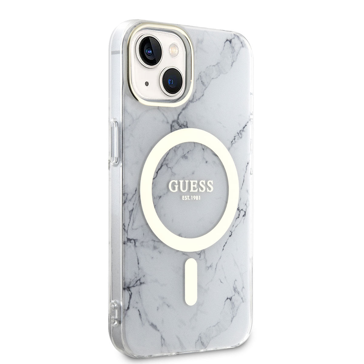 iPhone 14 Plus Kılıf GUESS M-safe Şarj Özellikli Mermer Desenli Kılıf