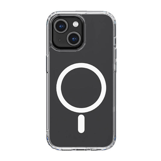 iPhone 14 Plus Kılıf M-safe Şarj Özellikli Airbagli Şeffaf PC Arka Yüzey Recci Magnetik Suction Serisi Kılıf