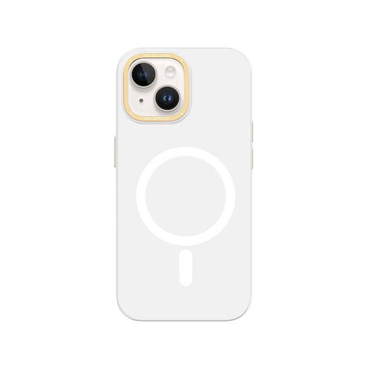 iPhone 14 Plus Kılıf M-safe Şarj Özellikli Metal Kamera Çerçeveli Recci Glaze Serisi Kılıf
