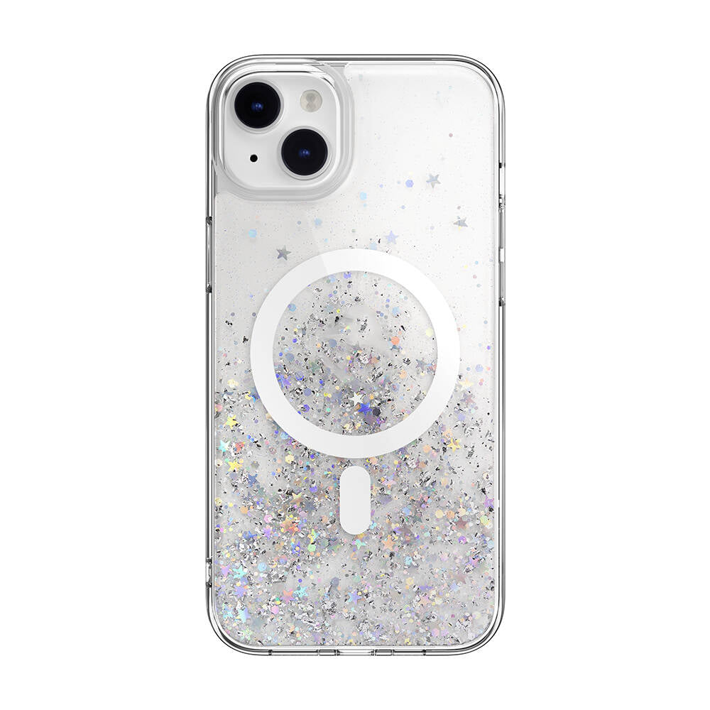 iPhone 14 Plus Kılıf M-safe Şarj Özellikli Parlayan Simli Şeffaf Lisanslı Switcheasy Starfield-M Kılıf