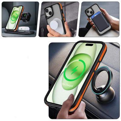 Apple iPhone 14 Plus Kılıf Magsafe Şarj Özellikli Renkli Kenar Airbag Şeritli Zore Lamer Kapak Turuncu