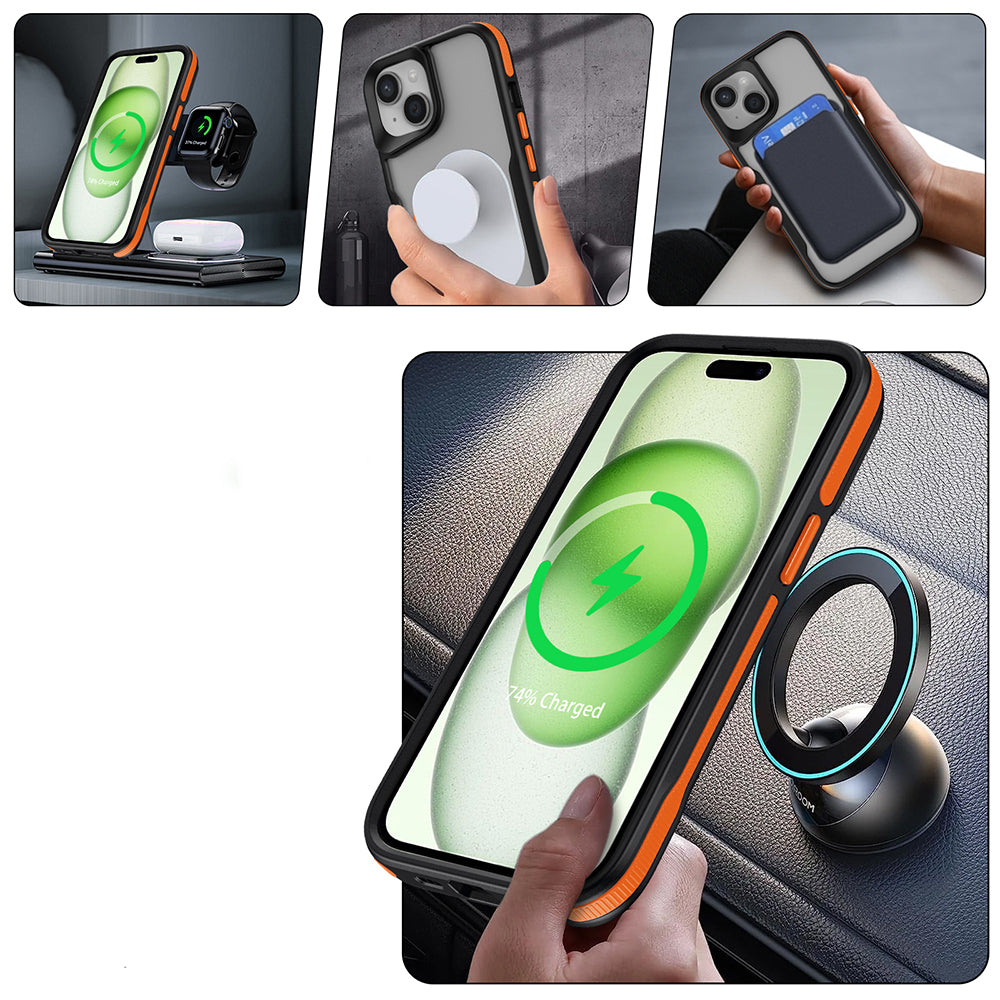 Apple iPhone 14 Plus Kılıf Magsafe Şarj Özellikli Renkli Kenar Airbag Şeritli Zore Lamer Kapak Siyah