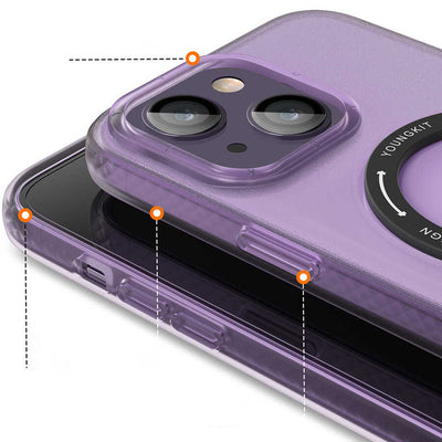 Apple iPhone 14 Plus Kılıf Magsafe Şarj Özellikli Youngkit Rock Serisi Kapak Derin Mor