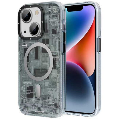 Apple iPhone 14 Plus Kılıf Magsafe Şarj Özellikli YoungKit Technology Serisi Kapak Beyaz
