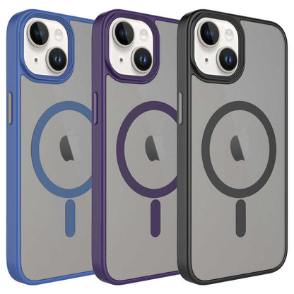 iPhone 14 Plus Kılıf Mat Arka Yüzey Wireless Şarj Özellikli Zore Flet M-safe Kılıf
