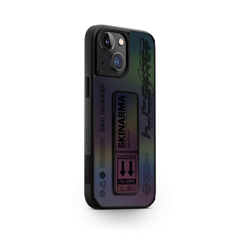 iPhone 14 Plus Kılıf SkinArma Holografik Tasarımlı Standlı Deri Görünümlü Kira Kobai Kılıf