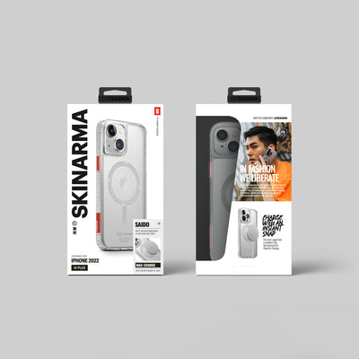Apple iPhone 14 Plus Kılıf SkinArma Şeffaf Airbag Tasarımlı Magsafe Şarj Özellikli Saido Kapak Renksiz