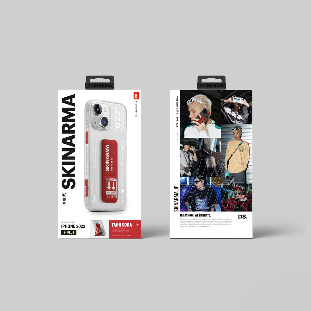 Apple iPhone 14 Plus Kılıf SkinArma Standlı Şeffaf Tasarımlı Taihi Sora Kapak Kırmızı