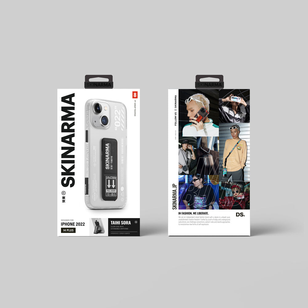 Apple iPhone 14 Plus Kılıf SkinArma Standlı Şeffaf Tasarımlı Taihi Sora Kapak Siyah