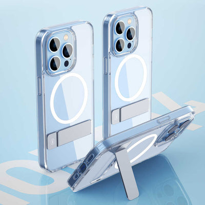 Apple iPhone 14 Plus Kılıf Standlı Magsafe Wireless Şarj Özellikli Wiwu Aurora Serisi Kapak Renksiz