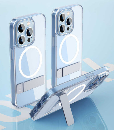 Apple iPhone 14 Plus Kılıf Standlı Magsafe Wireless Şarj Özellikli Wiwu Aurora Serisi Kapak Renksiz