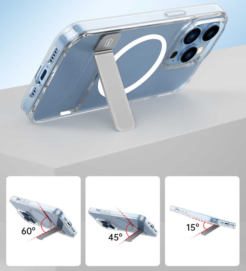 iPhone 14 Plus Kılıf Standlı M-safe Wireless Şarj Özellikli Wiwu Aurora Serisi Kılıf
