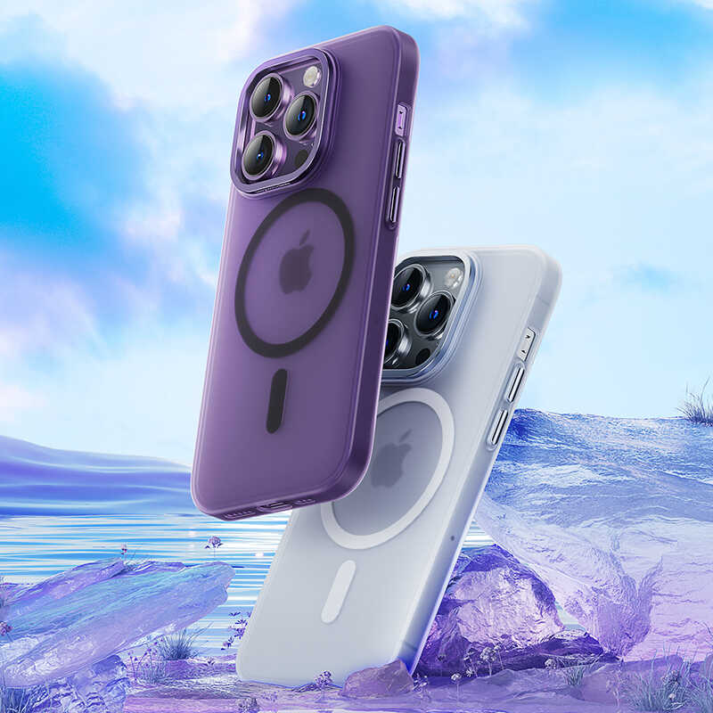 Apple iPhone 14 Plus Kılıf Wireless Şarj Destekli Benks Yeni Seri Magnetik Haze Kapak Mavi