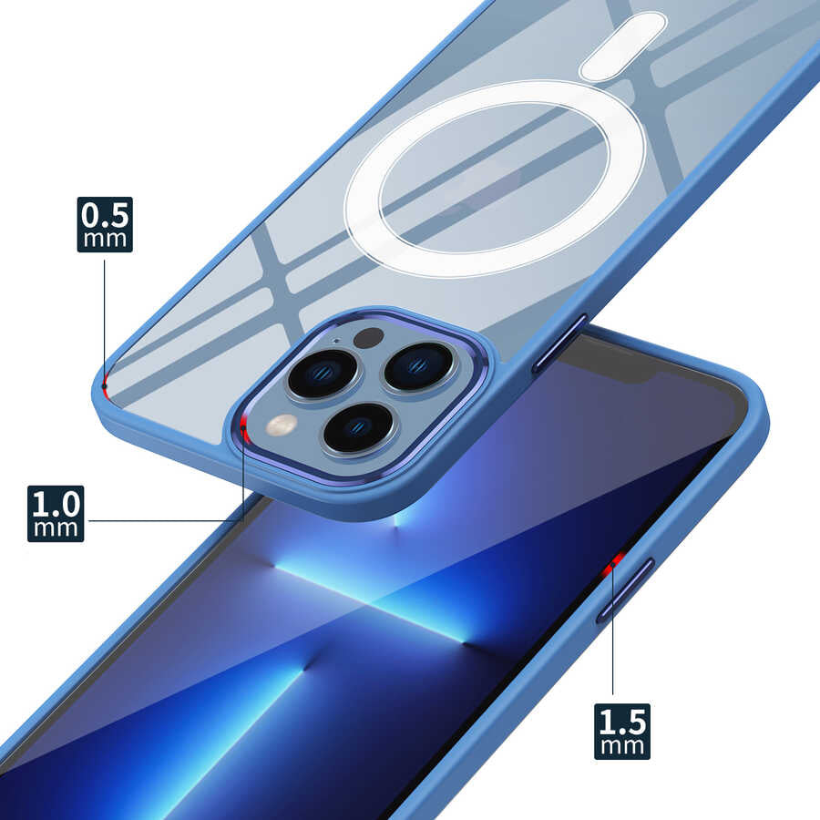 iPhone 14 Plus Kılıf Wireless Şarj Özellikli Zore Krom M-safe Silikon Kılıf
