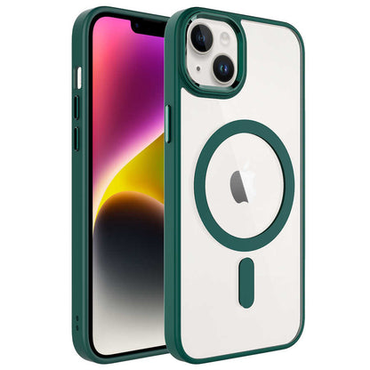 iPhone 14 Plus Kılıf Wireless Şarj Özellikli Zore Krom M-safe Silikon Kılıf