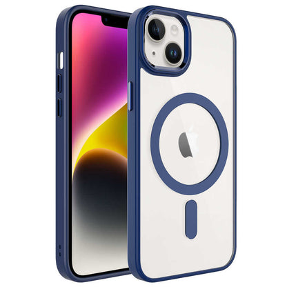 iPhone 14 Plus Kılıf Wireless Şarj Özellikli Zore Krom M-safe Silikon Kılıf
