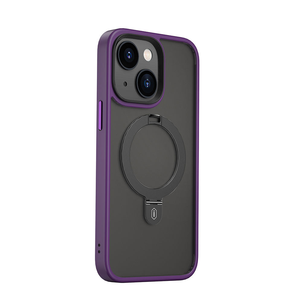 iPhone 14 Plus Kılıf Wiwu ZMM-010 M-safe Şarj Özellikli Parmak İzi Bırakmayan Mat Transparan Standlı Kılıf