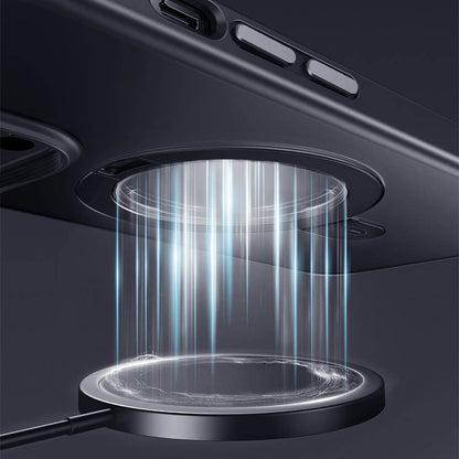 iPhone 14 Plus Kılıf Wiwu ZMM-010 M-safe Şarj Özellikli Parmak İzi Bırakmayan Mat Transparan Standlı Kılıf