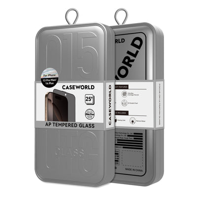 Apple iPhone 14 Pro CaseWorld 0.25mm Privacy 3D Temperli Cam Ekran Koruyucu + Uygulama Aparatlı Siyah
