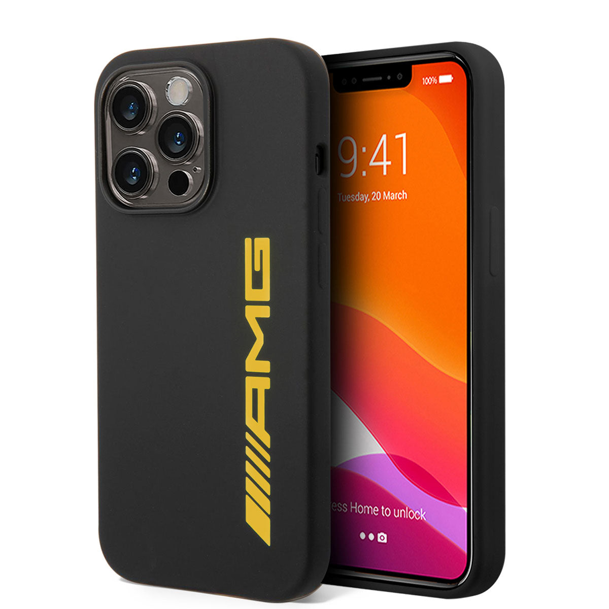 iPhone 14 Pro Kılıf AMG Silikon Büyük Sarı Logo Dizayn Kılıf