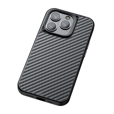 Apple iPhone 14 Pro Kılıf Aramid Karbon Fiber Magsafe Özellikli Wlons Radison Kapak Siyah