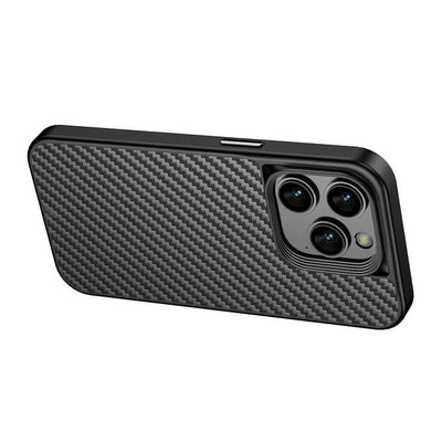 Apple iPhone 14 Pro Kılıf Aramid Karbon Fiber Magsafe Özellikli Wlons Radison Kapak Siyah