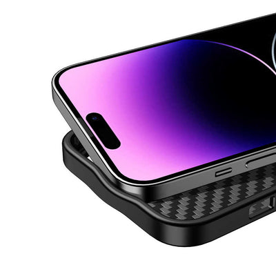 Apple iPhone 14 Pro Kılıf Aramid Karbon Fiber Magsafe Özellikli Wlons Radison Kapak Siyah