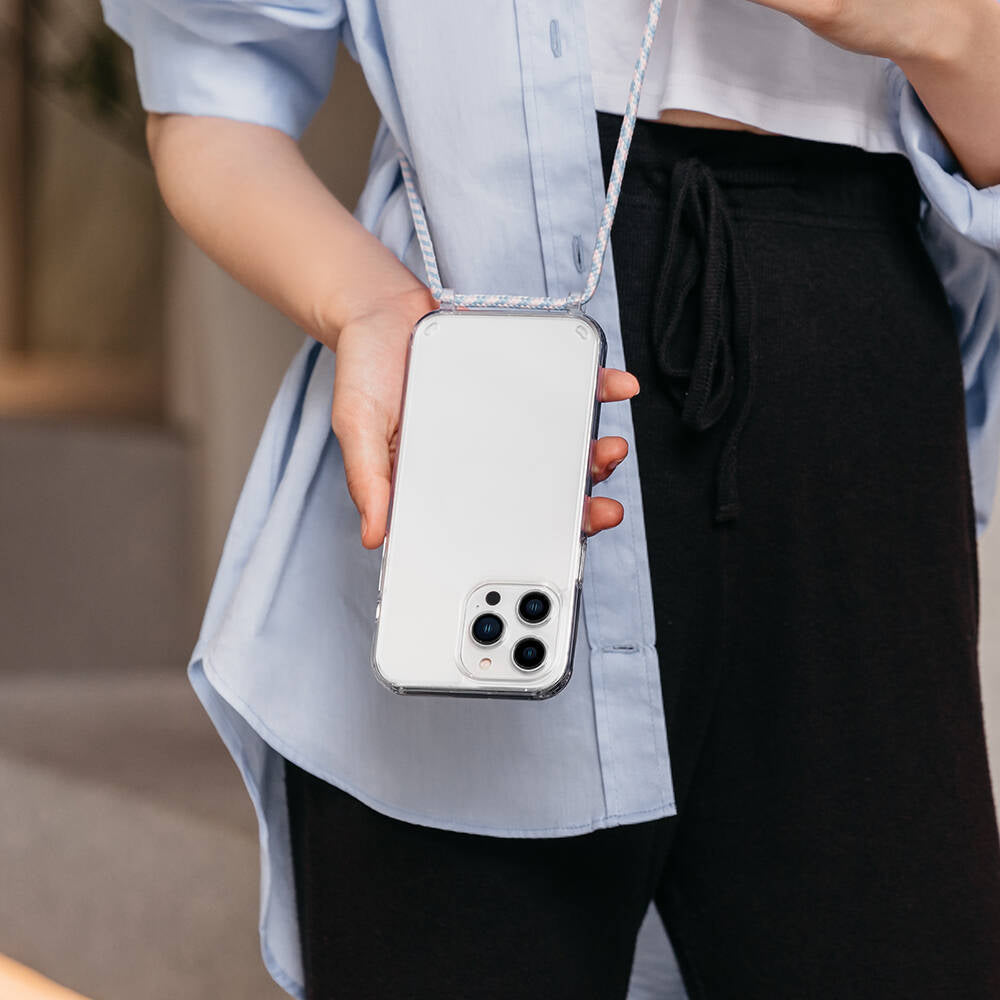 iPhone 14 Pro Kılıf Boyun Askılı Şok Önleyicili Şeffaf Lisanslı Switcheasy Play Kılıf