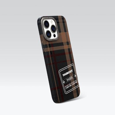 Apple iPhone 14 Pro Kılıf Ekose Desenli Youngkit Gezhi Serisi Kapak Mavi