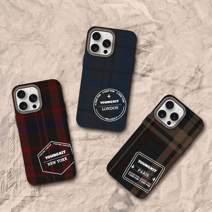 iPhone 14 Pro Kılıf Ekose Desenli Youngkit Gezhi Serisi Kılıf