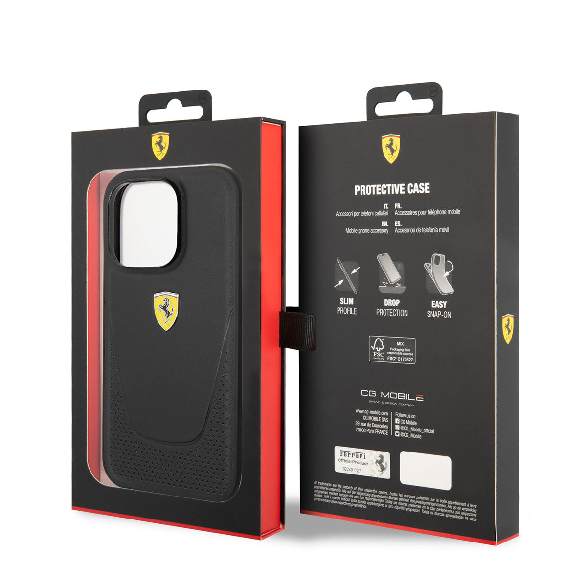 Apple iPhone 14 Pro Kılıf Ferrari Deri Delikli Dizayn Kapak Siyah