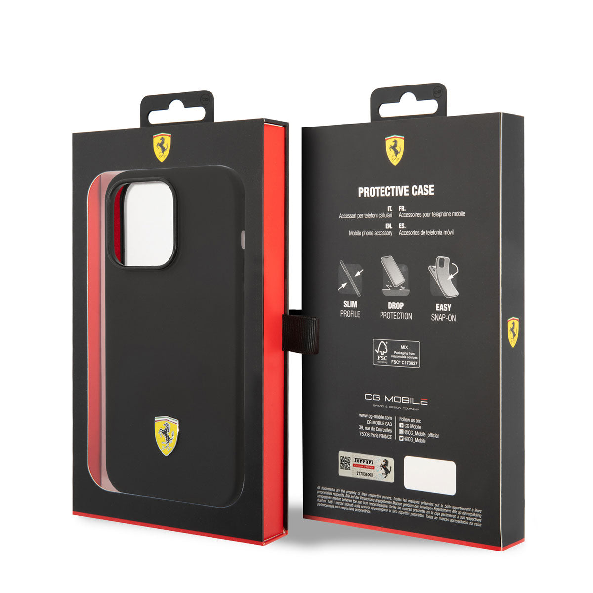 iPhone 14 Pro Kılıf Ferrari M-safe Şarj Özellikli Silikon Metal Logo Dizayn Kılıf