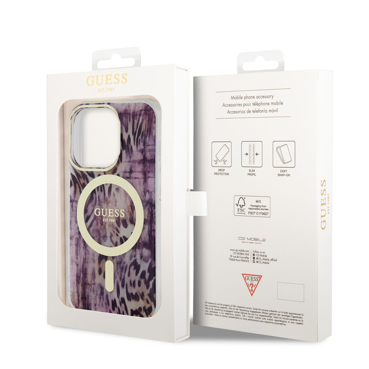 iPhone 14 Pro Kılıf GUESS M-safe Şarj Özellikli Leopar Desenli Kılıf