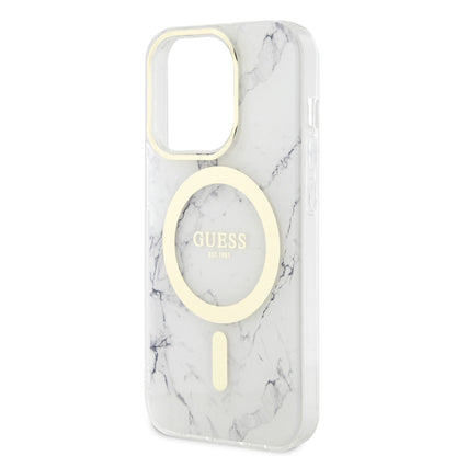 iPhone 14 Pro Kılıf GUESS M-safe Şarj Özellikli Mermer Desenli Kılıf
