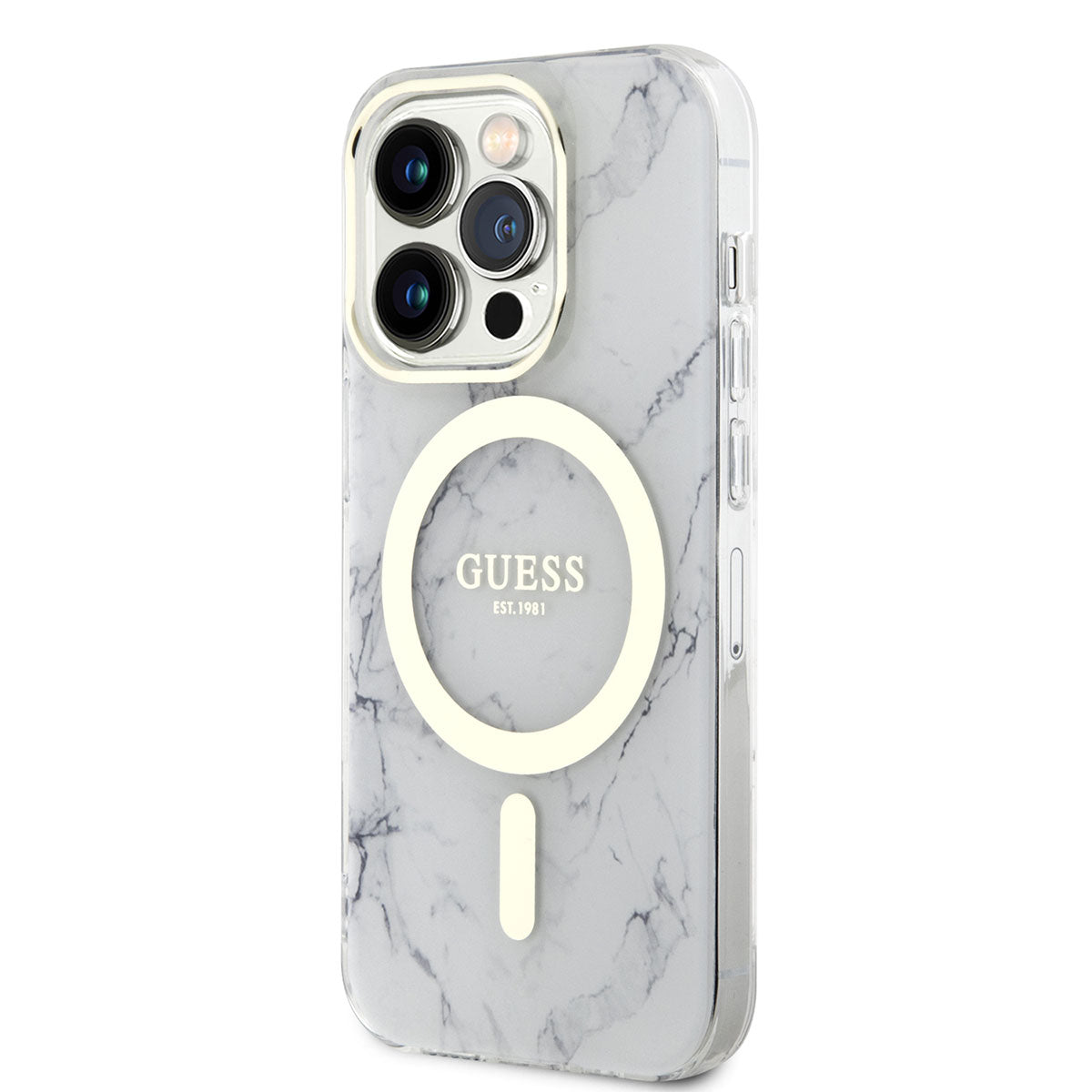iPhone 14 Pro Kılıf GUESS M-safe Şarj Özellikli Mermer Desenli Kılıf