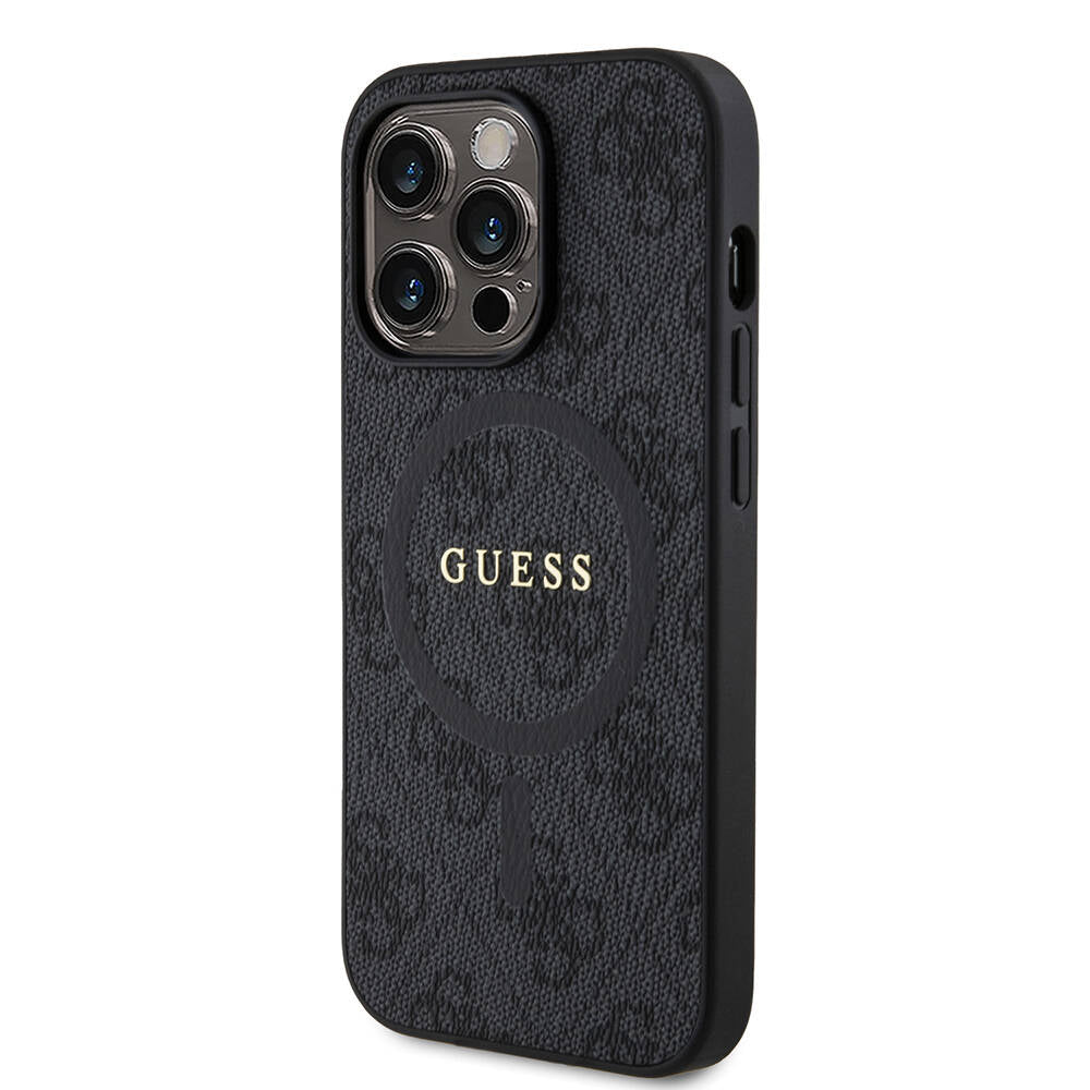 iPhone 14 Pro Kılıf Guess Orjinal Lisanslı M-safe Şarj Özellikli PU Halkalı 4G Desenli Yazı Logolu Kılıf