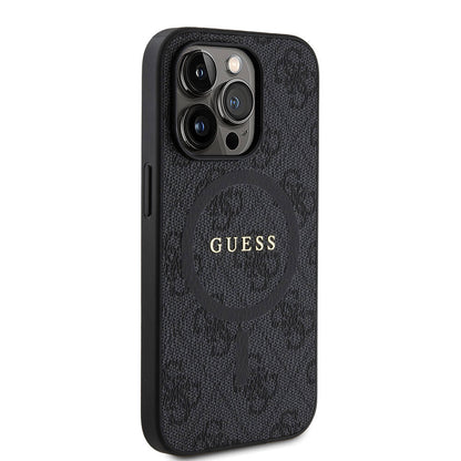 iPhone 14 Pro Kılıf Guess Orjinal Lisanslı M-safe Şarj Özellikli PU Halkalı 4G Desenli Yazı Logolu Kılıf