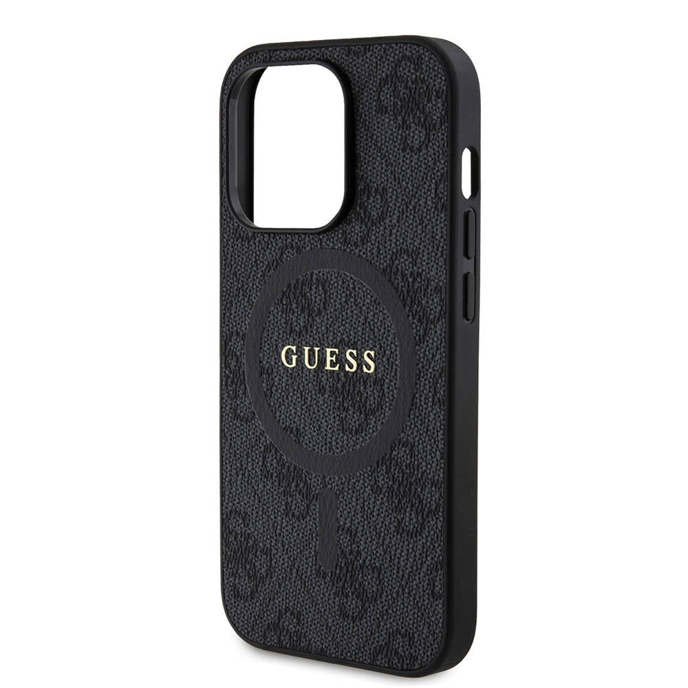 iPhone 14 Pro Kılıf Guess Orjinal Lisanslı M-safe Şarj Özellikli PU Halkalı 4G Desenli Yazı Logolu Kılıf