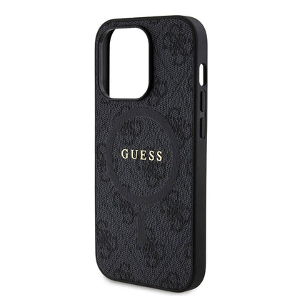 iPhone 14 Pro Kılıf Guess Orjinal Lisanslı M-safe Şarj Özellikli PU Halkalı 4G Desenli Yazı Logolu Kılıf