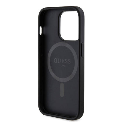 iPhone 14 Pro Kılıf Guess Orjinal Lisanslı M-safe Şarj Özellikli PU Halkalı 4G Desenli Yazı Logolu Kılıf